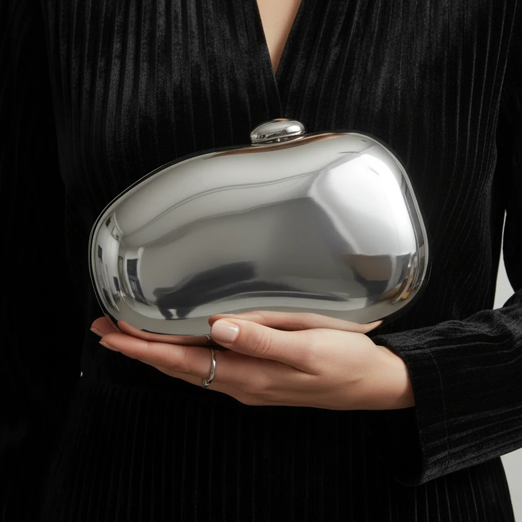 

Metallic Oval Egg Clutch Bag gold mirror shell bag Unique Evening Cute Purse For Wedding Party small Purses Designer Handbags