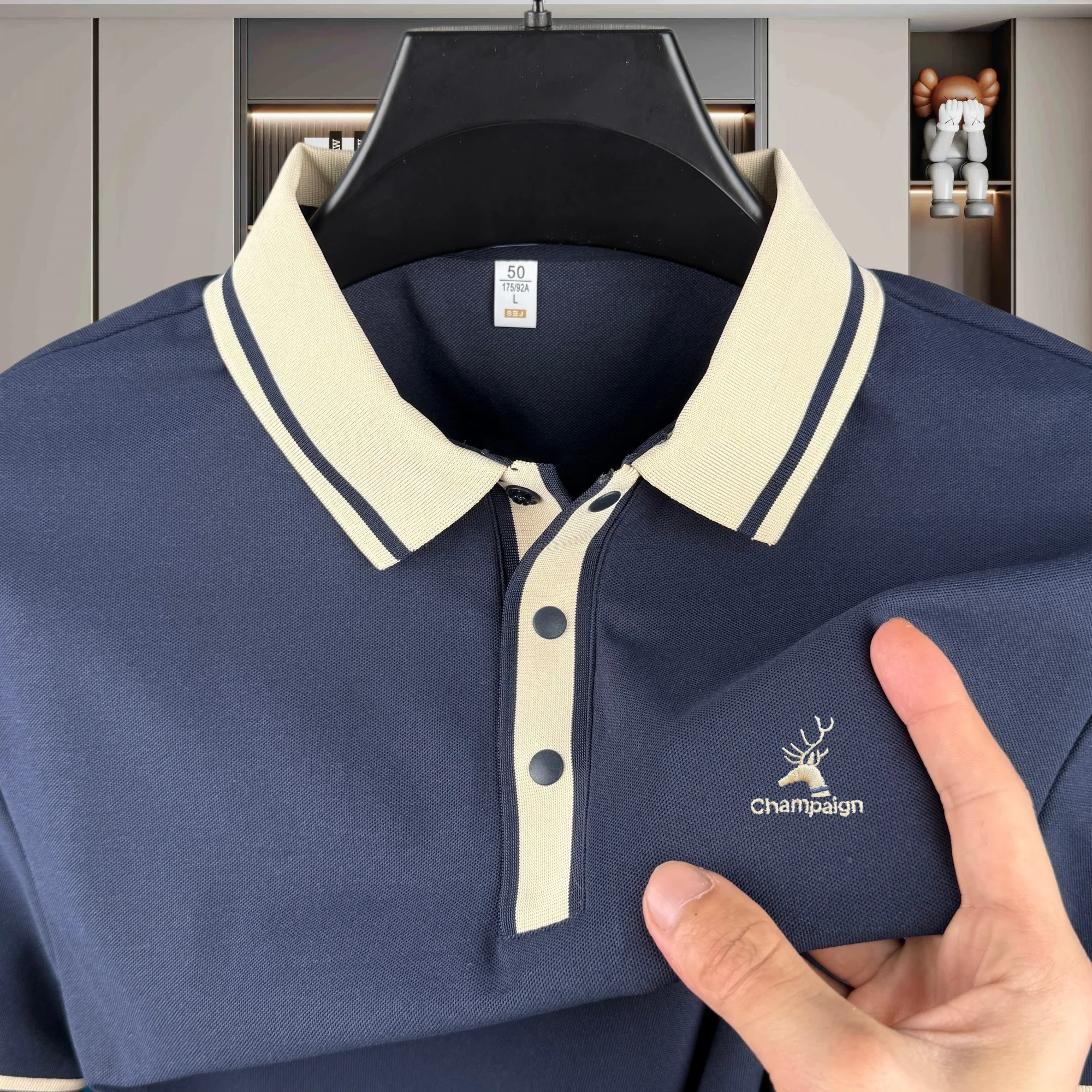 High end brand men's short sleeved polo shirt summer fashion new luxury deer head embroidery design boutique top casual T-shirt