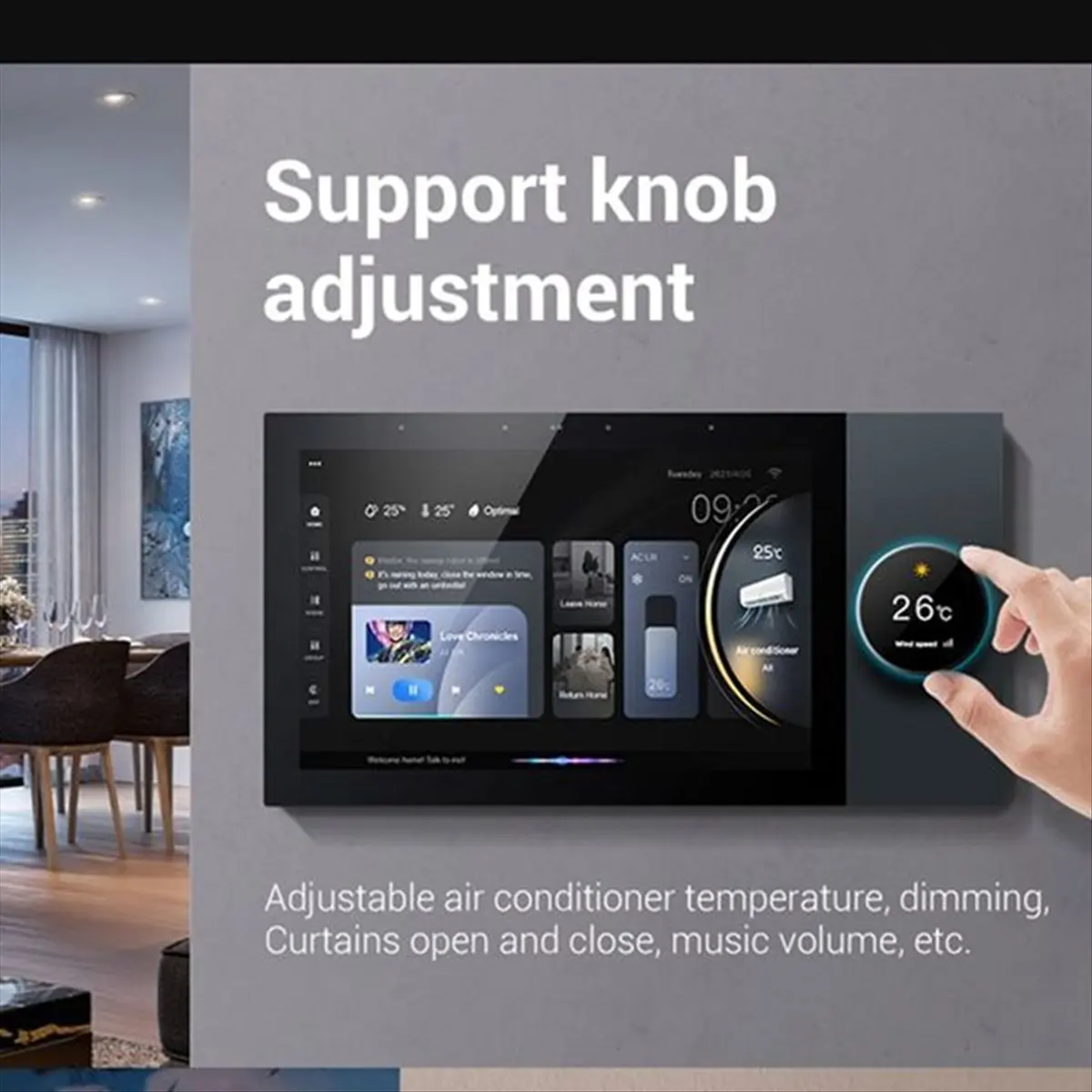 Stable- 7 Inch Android 8.1 Tuya Smart Home Control Panel with Rotary Button Zigbee Hub WiFi Wall Amplifier,for Alexa Voice