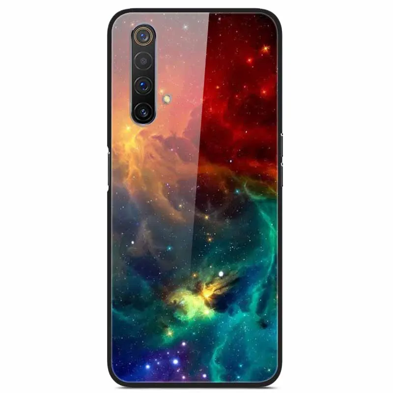 For Realme X3 Superzoom Case Tempered Glass Starry Marble Hard Back Cover for OPPO Realme X3 Superzoom Cases Protective Lion