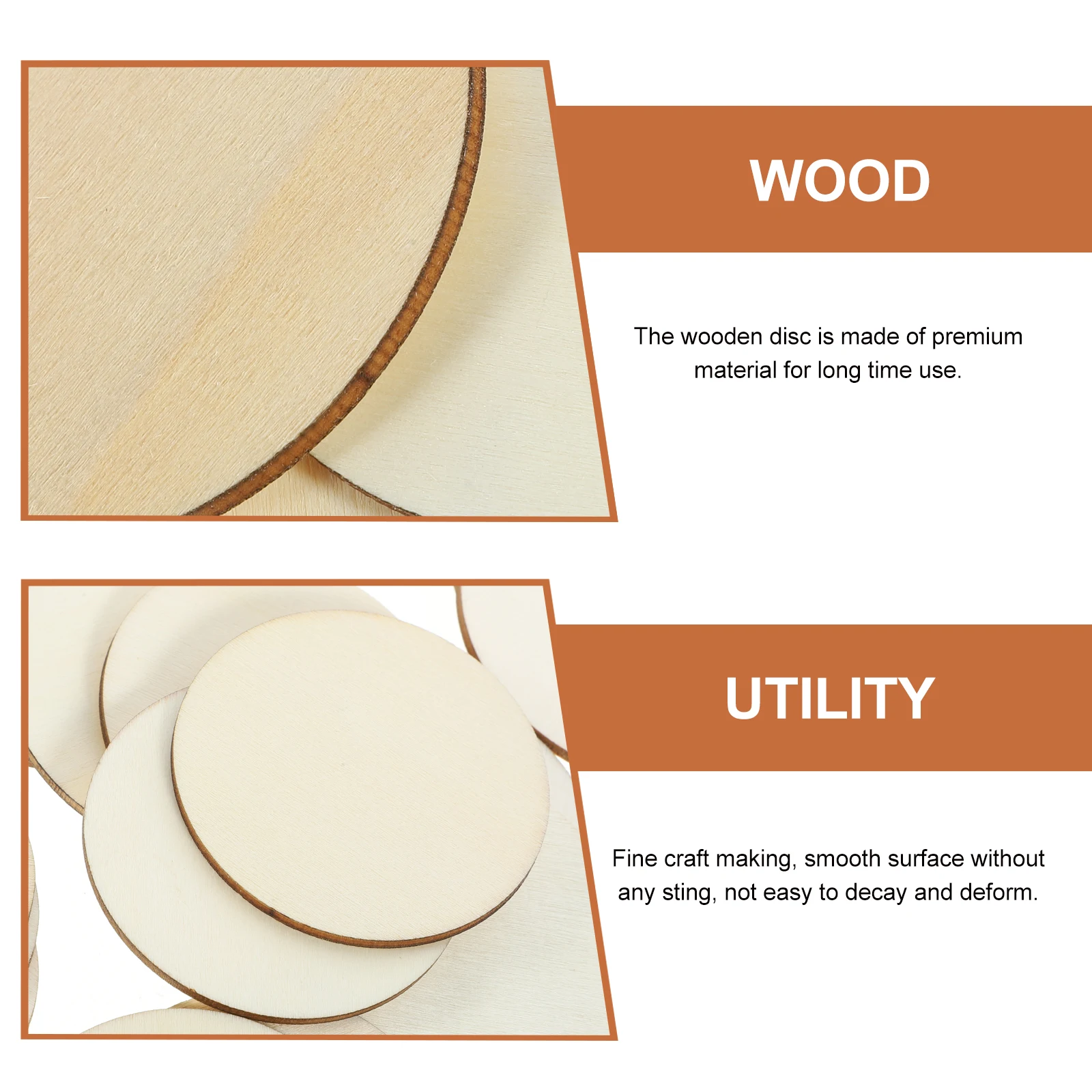 

50pcs Round Wood Chips 60mm Log Color Craft Circle DIY Embellishment Natural Wood Slices Sewing Supplies Lightweight Durable