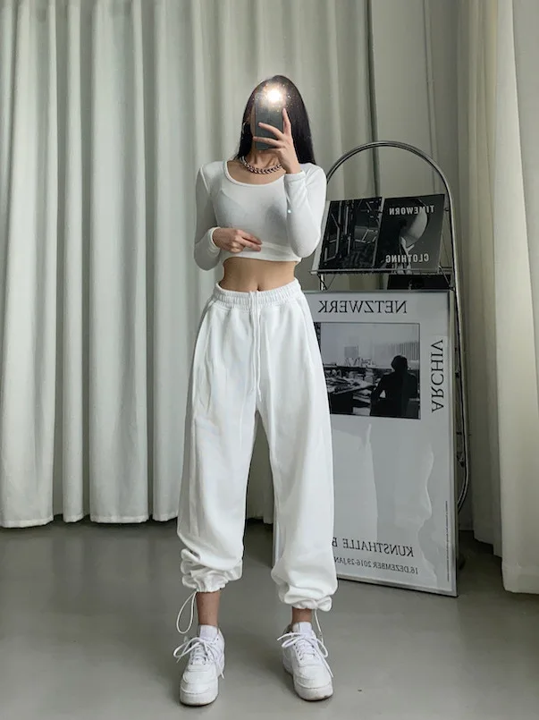 

Женские брюки-шаровары с высокой талией, свободного кроя, в корейском стиле, для повседневной носки, летняя коллекция, женская повседневная одежда