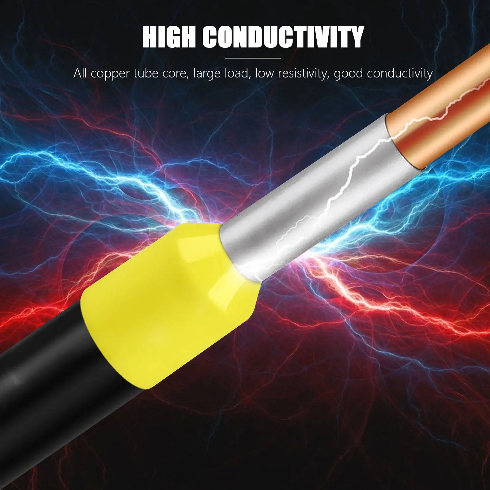 

390Pcs Copper Wire Terminal Connectors Insulated Crimp Cord End Boxed Tubular Electrical Cable Connectors for Car Audio