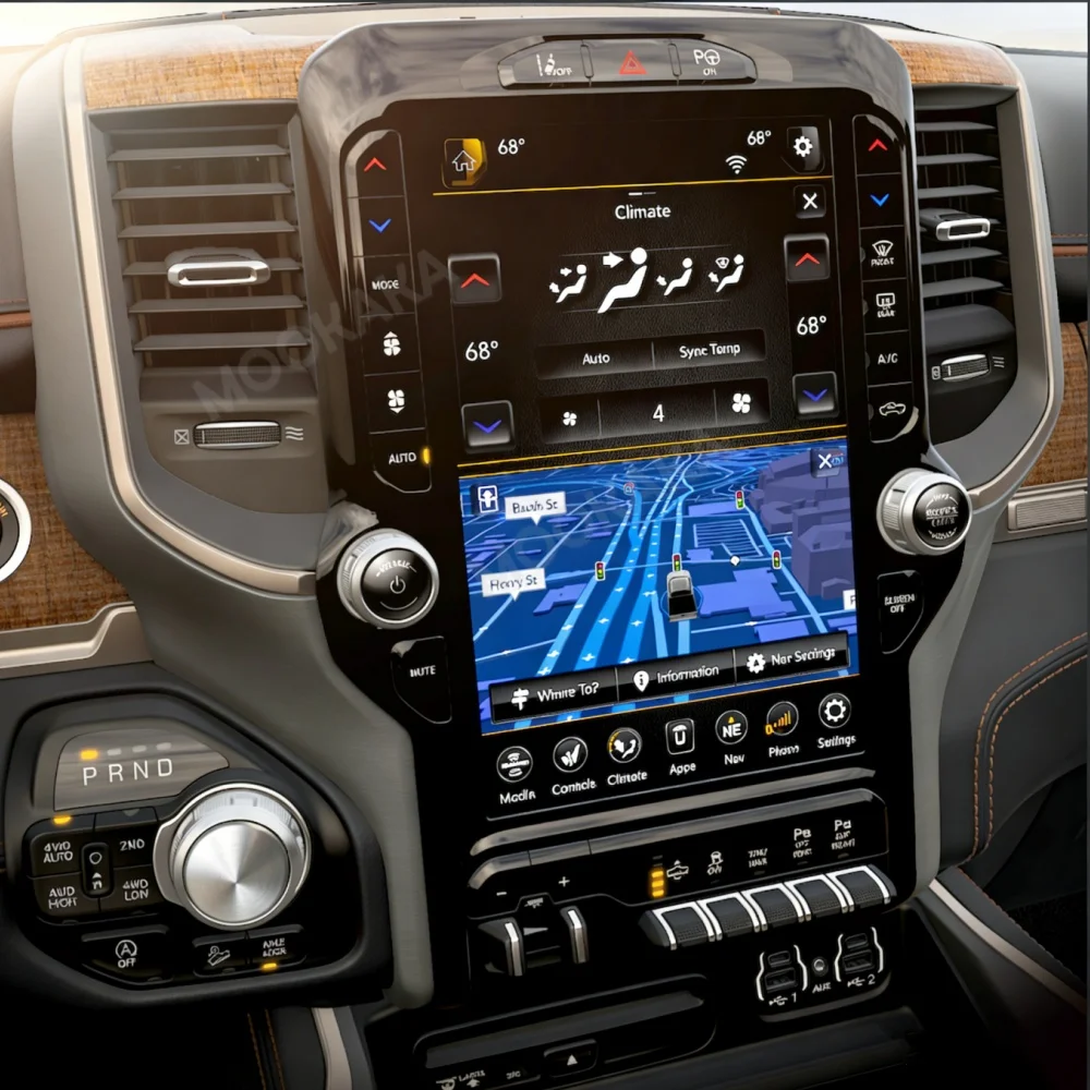 

12,1-дюймовый автомобильный мультимедийный плеер с Android-экраном для Dodge Ram 2014~2018, автомобильная магнитола, GPS-навигация, CarPlay, автоголовное устройство