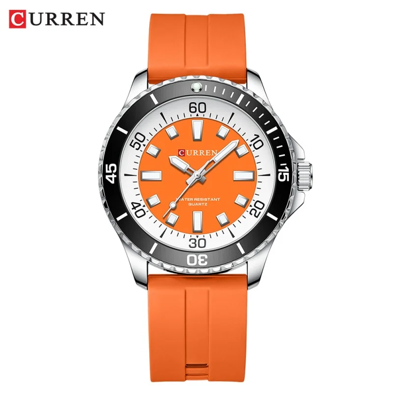 

CURREN 8448 классические силиконовые часы для бизнеса водонепроницаемые мужские студенческие часы светящиеся круглые кварцевые мужские часы reloj hombre 2025