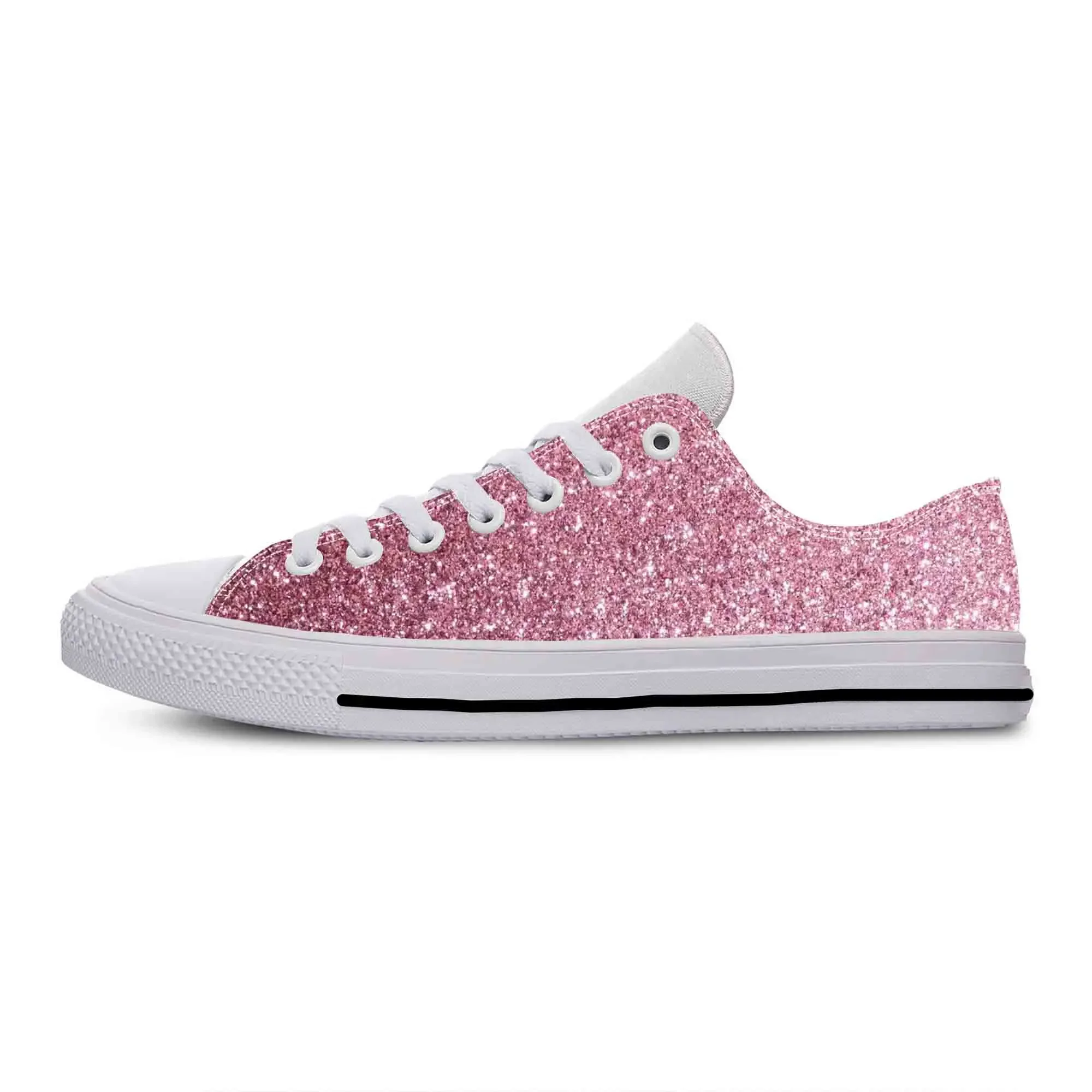 Glitter Sparkle Sparkling Glittery Pattern Galaxy Casual Cloth Shoes Low Top Comfortable Breathable 3D Print Men Women Sneakers