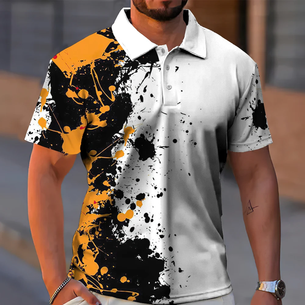 Men\'s Polo Shirt Fashion Stitching Color T Shirt Casual Tops Summer Short Sleeve Sport Wear Oversized Polo Shirts Man Clothes