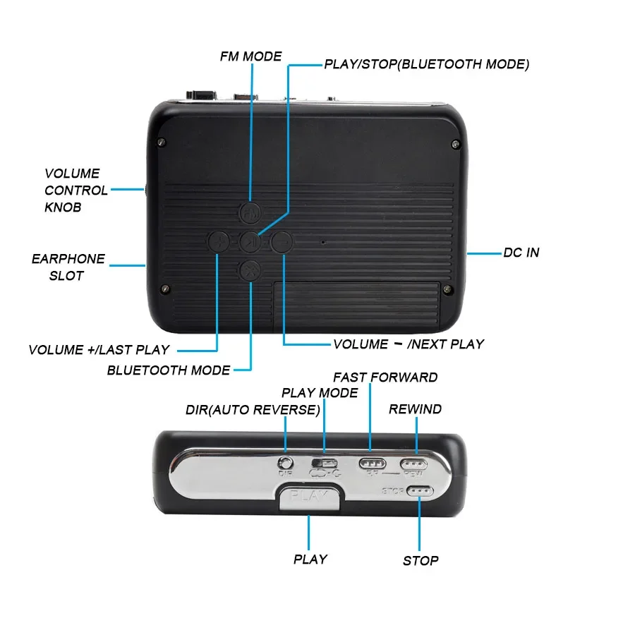 

Cassette Music Player Bluetooth Stero FM Radio Cassette Tape to MP3 Cassette Tape Misic Player