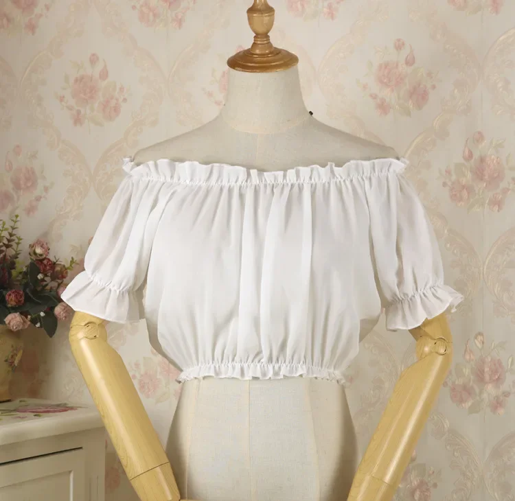 ผู้หญิง Lolita Gothic Renaissance Victorian Chemise เสื้อยุคกลาง Retro ชาวนา Wench ไหล่เสื้อ Resist เครื่องแต่งกายยอดนิยม