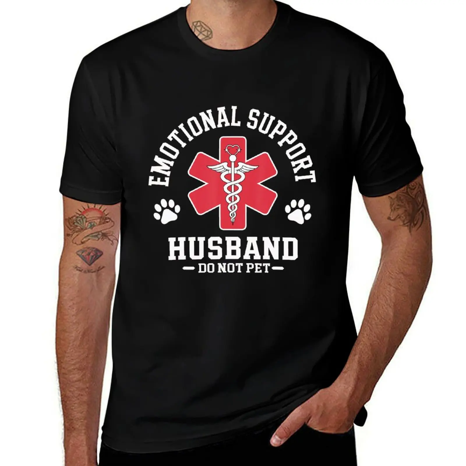 

Funny Emotional Supports Husband Do Not Pet Humor T-Shirt new edition man clothes blue archive men clothings