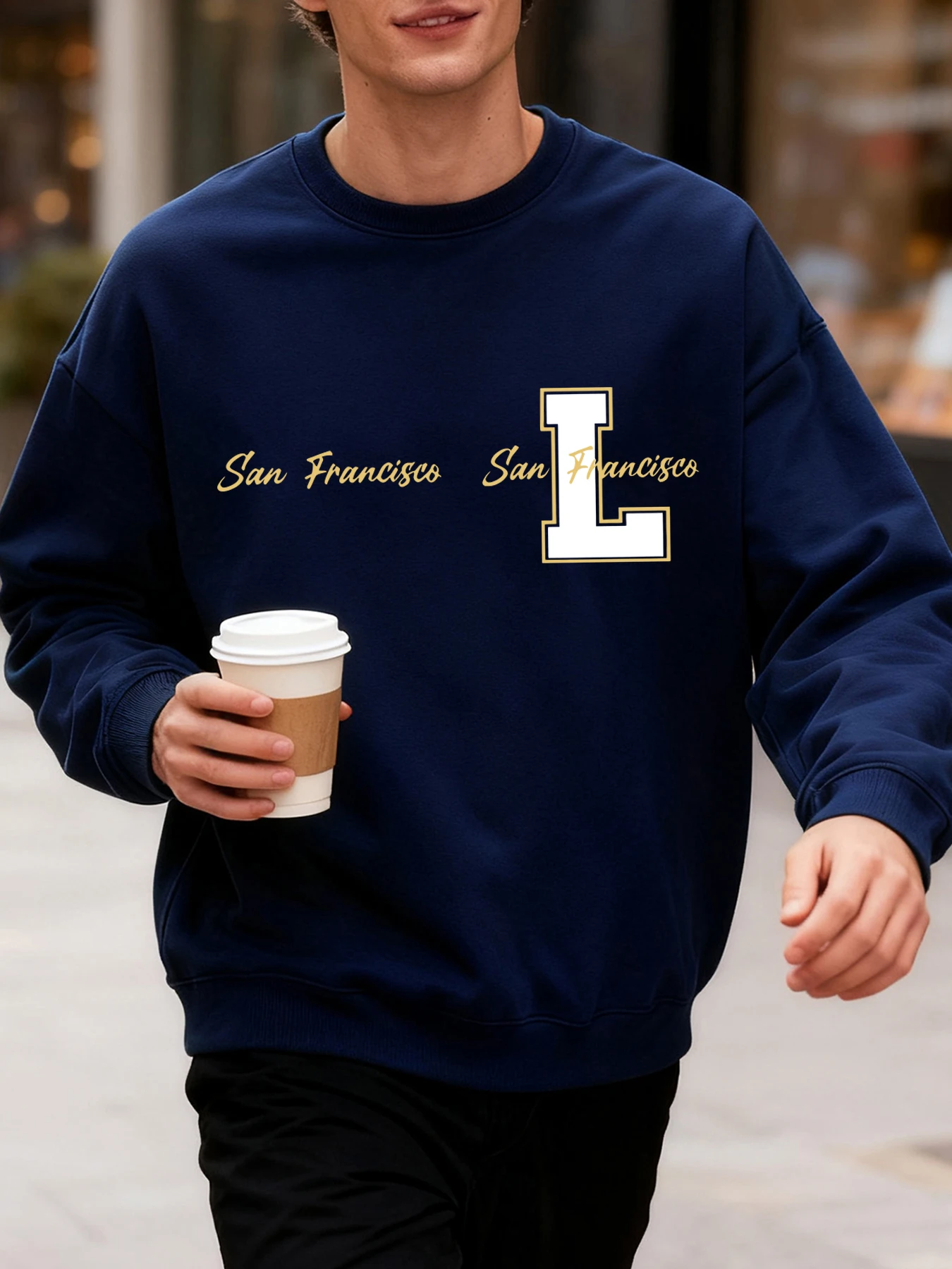 سان فرانسيسكو رسالة L الطباعة الرجال البلوز المعتاد عارضة السترة أزياء الخريف الملابس فضفاضة Crewneck الشارع الشهير