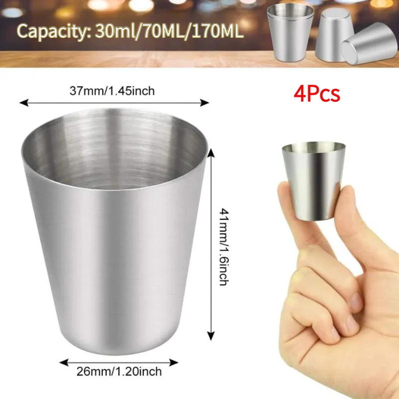 4Pcs/Set Travel Picnic Cup Set 30/70/170ml 4pcs/Set Stainless Steel Glass Set Outdoor Small Glasses Set.
