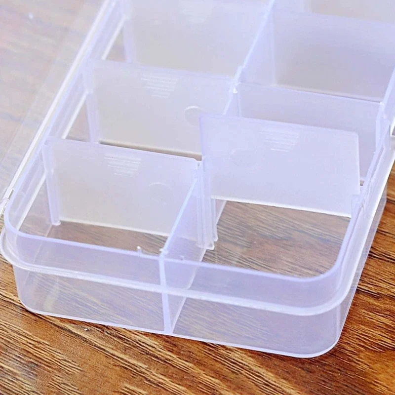 Portable Transparent 10/15/24 Grids Plastic Clear Organizer with Cover Box for Jewelry Earrings Screw Nail Storage Box