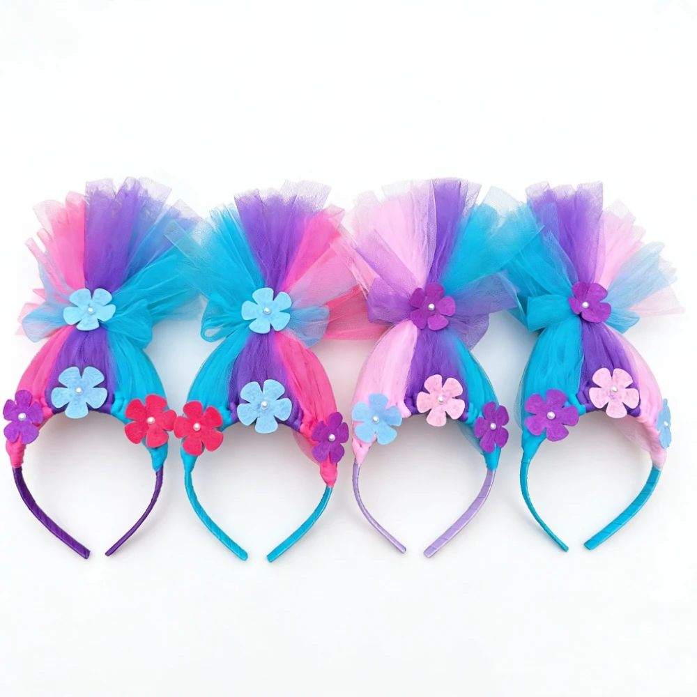Halloween Magic Elf Cosplay Headband Princess Poppy Trolls Hair Hoop Performanc Birthday Party Hair Accessories