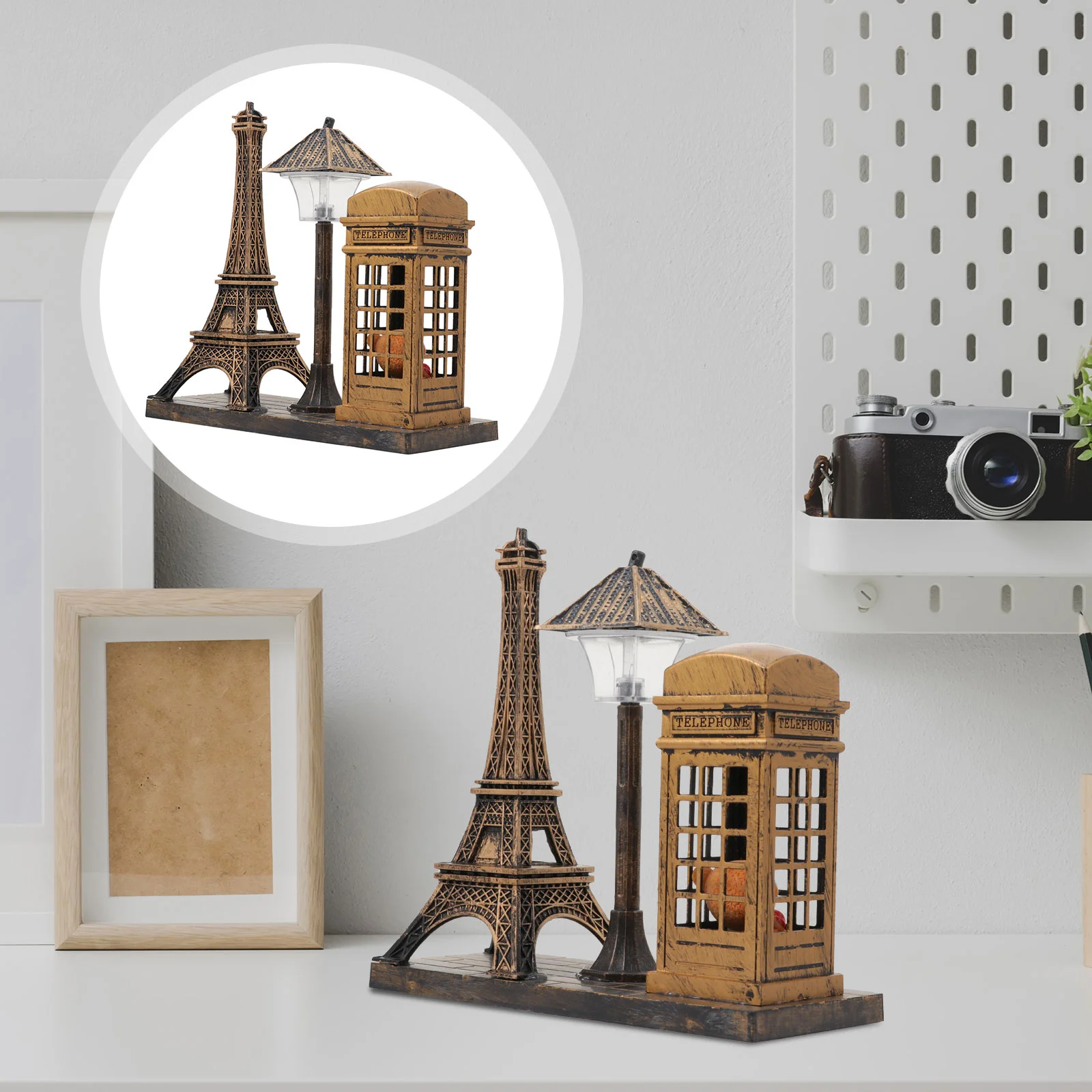 

Retro Decor Night Light Desktop Eiffel Tower Sculpture Lamp Street Ornament Child