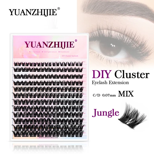 YUANZHIJIE C D Curl imitación visón Wispy Fairy pestañas postizas unidas por calor reutilizable DIY pestañas densas segmentadas