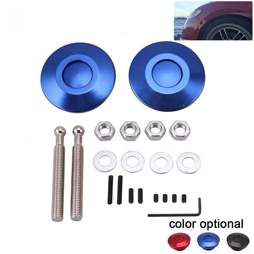 Billet Aluminum Hood Pin Lock 62mm Quick Release Latch Engine Bonnet Catch Racing Car Hood Lock Push Button Kit Universal