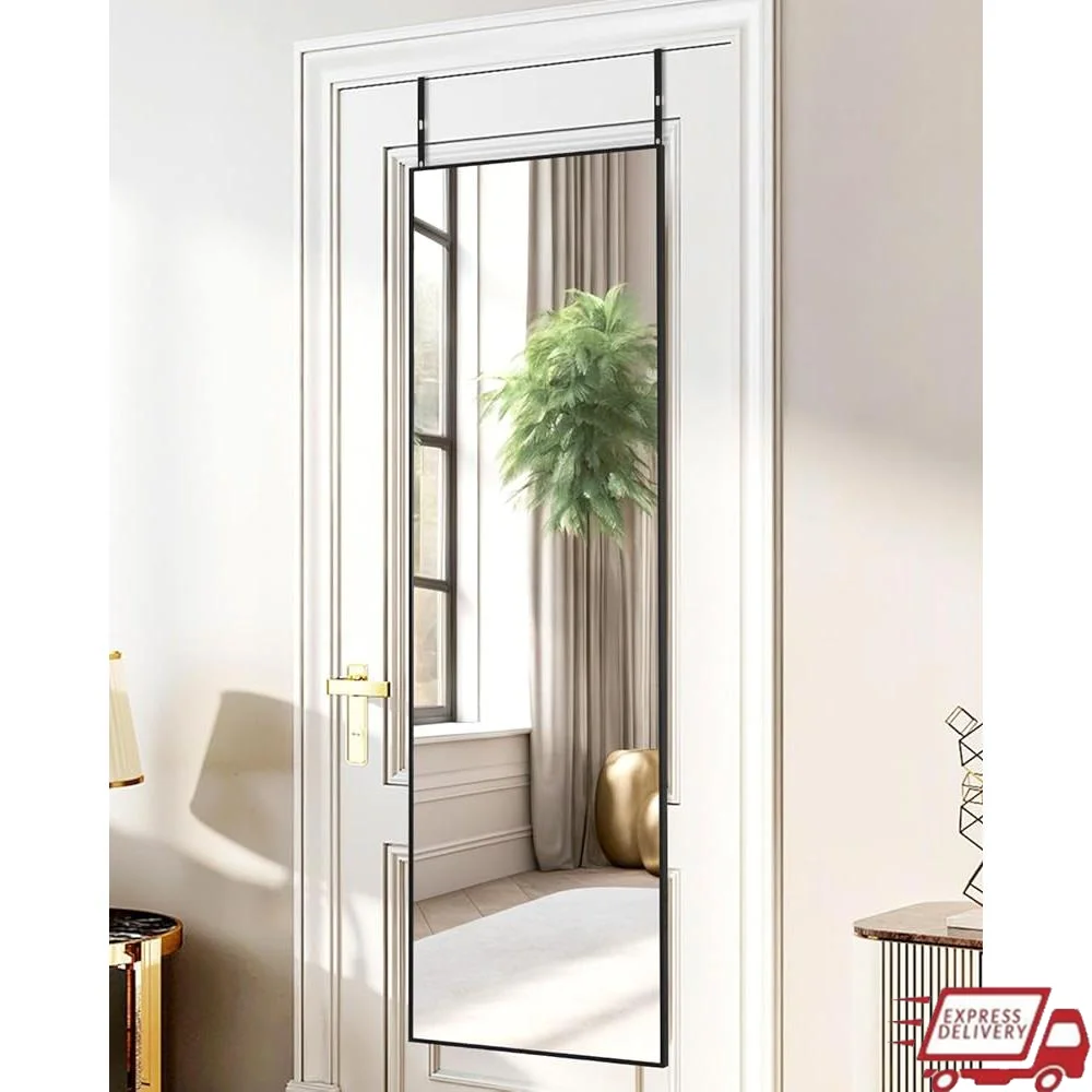 

Дзеркало над дверью в полный рост, подвесное зеркало с регулируемой высотой, аксессуар для двери ванной комнаты, прочная алюминиевая рама, защитное стекло