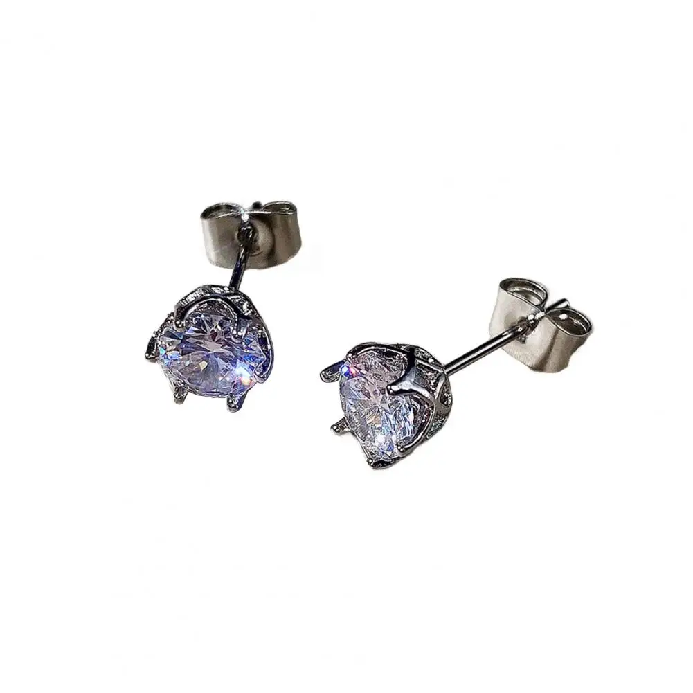 Exquisite Design Stud Earrings Elegant Geometric Cubic Zirconia Stud Earrings for Women Lightweight Bridal Jewelry Gift