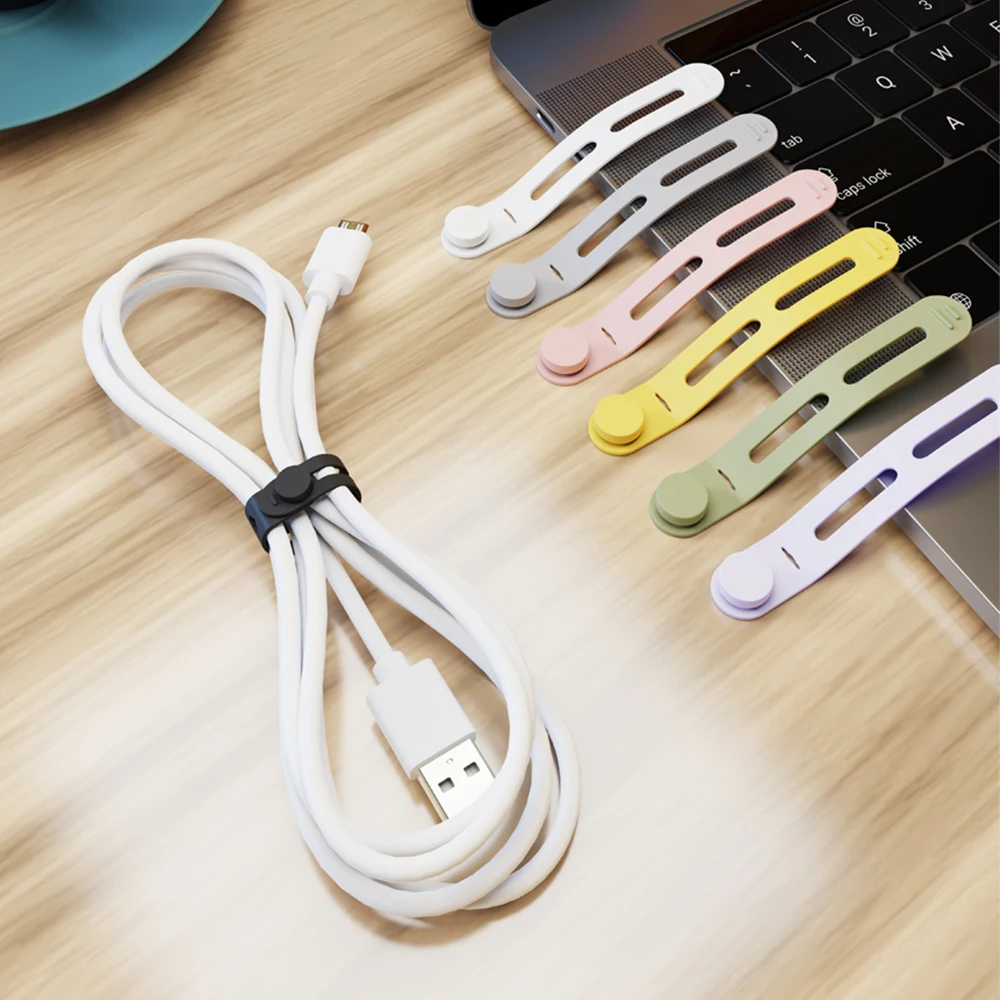 Reusable Cable Ties, Silicone Straps Cable Ties, Wire Organizer for Earphone, Phone Charging Cable, HDMI, Mouse in Home Office