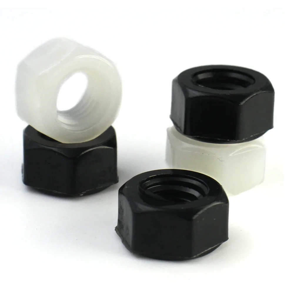 5/10/20/50pcs M2 M2.5 M3 M4 M5 M6 M8 M10 M12 M14 M16 M18 M20  DIN934 Black or White Plastic Nylon Hex Hexagon Nut