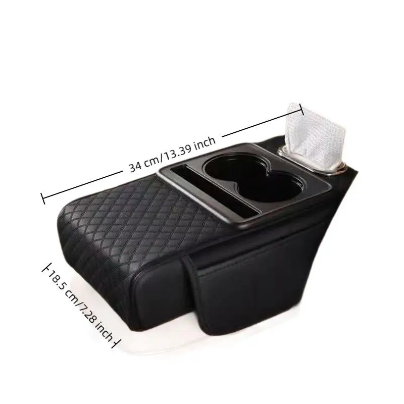 1Pcs Auto Center Console Armrest Height Pad, Armrest Cushion Cover With 2 Cup Holders, All-Season Car Armrest Pillow Protector