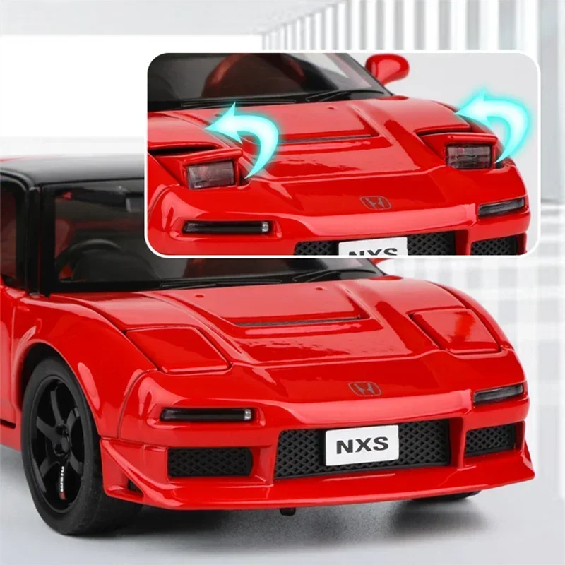 Modèle de voiture de sport en alliage moulé sous pression pour enfants, véhicules de course, simulation sonore et lumineuse, cadeau jouet, Honda Acura NSX, 1:32