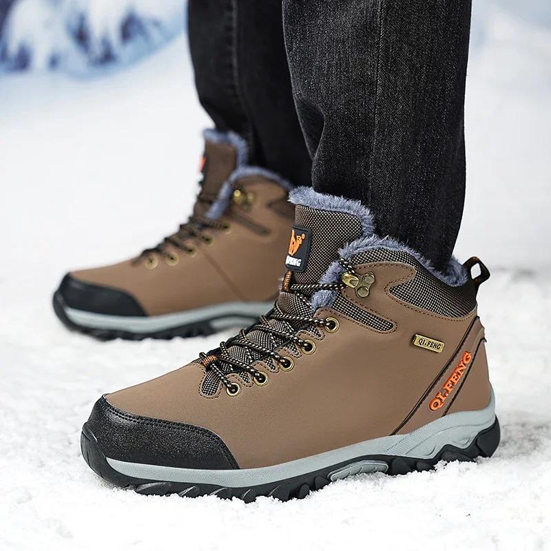 2024 Winter Keep Warm Unisex Snow Trekking Boots Keep Warm Women Mountain Walking Shoes Fur Inside Men Snow Boots