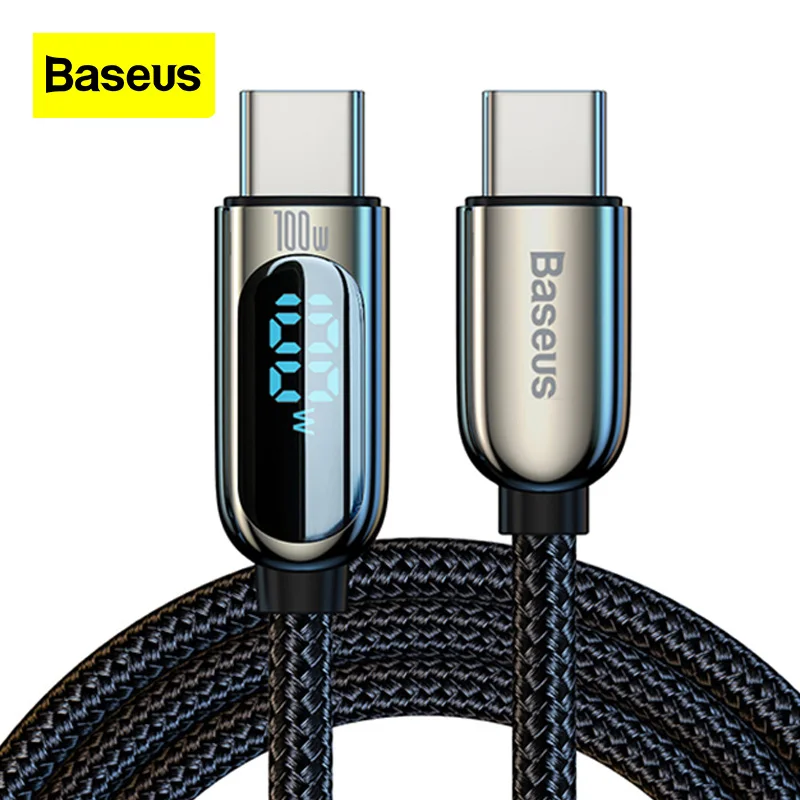 Baseus 100w Dual Head Type-C To Type-C Data Cable for Computer 480Mbps Fast Transfer Nylon Weaving Mobile Phone Charging Cable