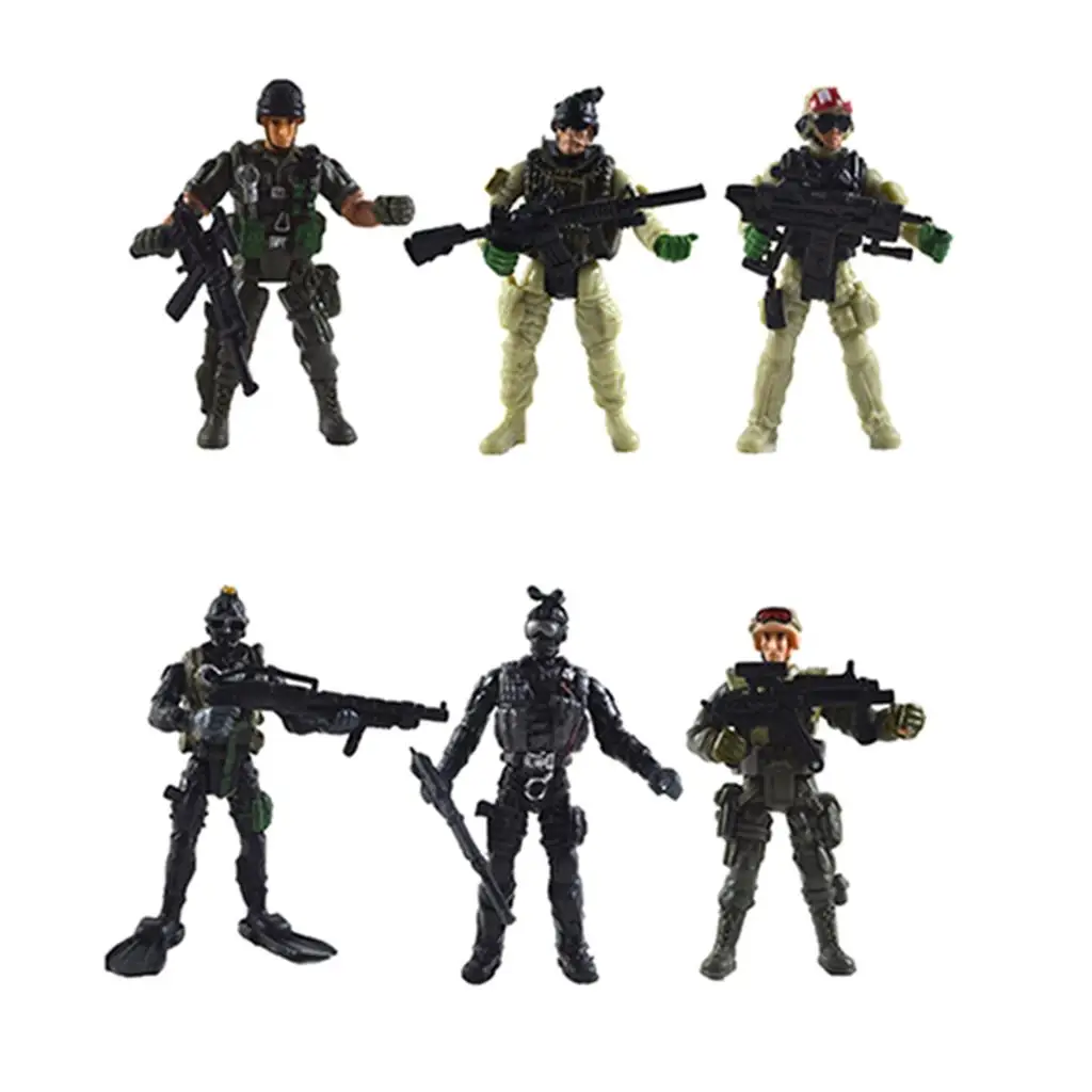 6pcs/set Plastic Movable Jointed Soldiers Model Set Toy Children Toys