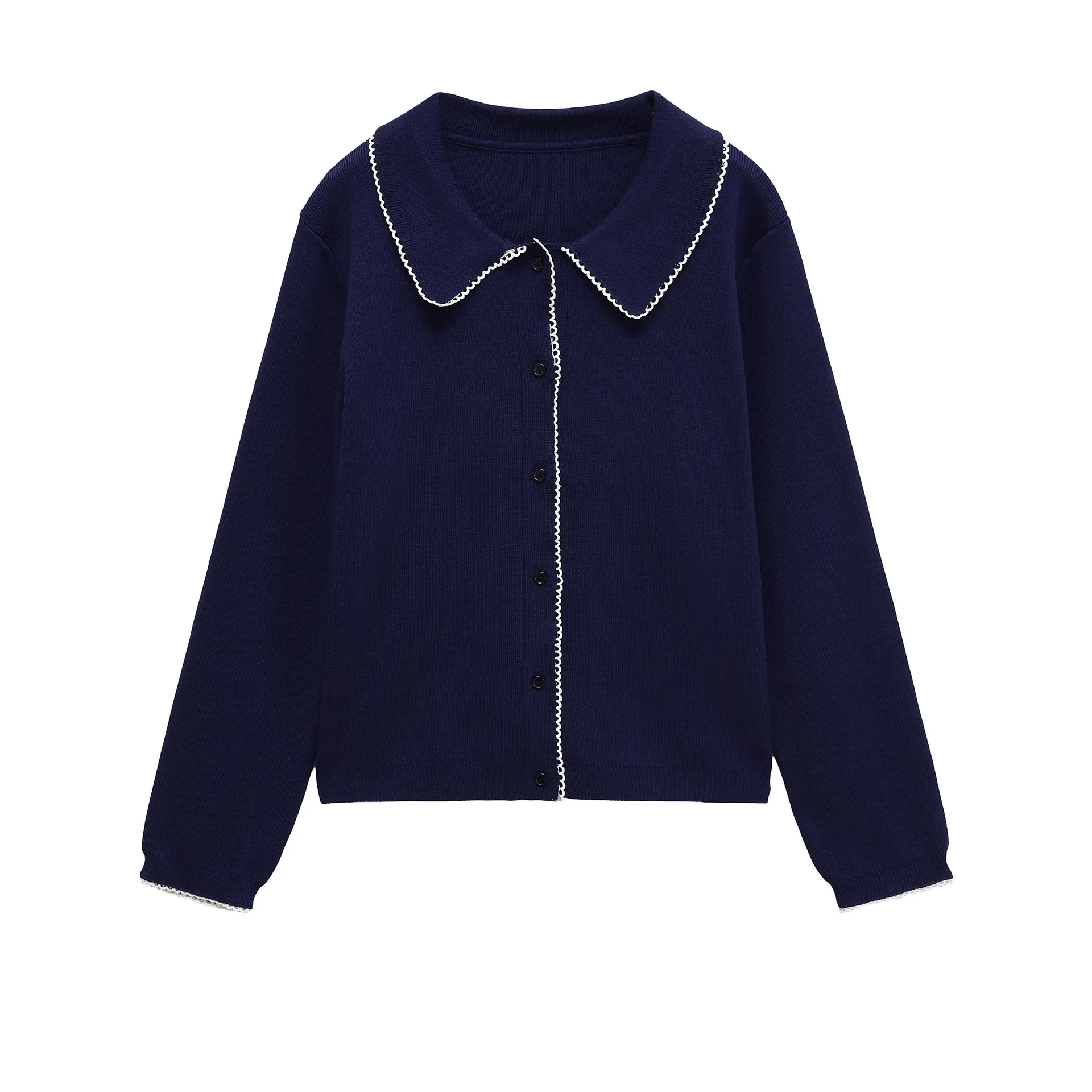 

Европейский и американский стиль 2025, ранняя осень, новая модная темпераментная женская маленькая вязаная куртка с круглым вырезом