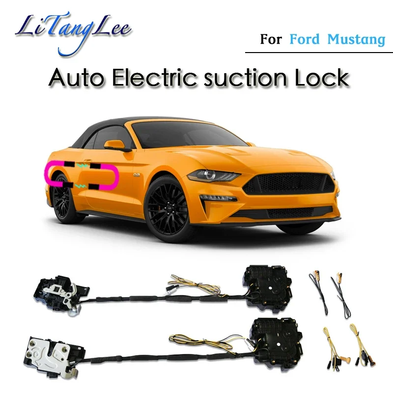 For Ford Mustang 2017~2024 Car Soft Door Latch Pass Lock Actuator Auto Electric Absorption Suction Silence Closer