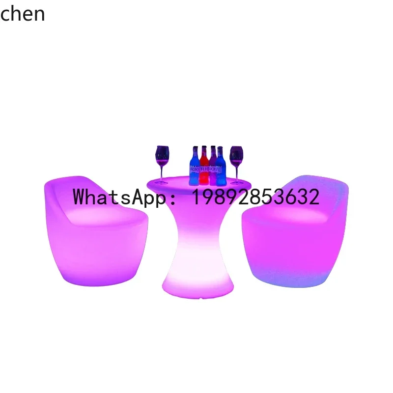 LYY القهوة بار طاولة فضفاضة المنزلية بار البراز الجدول بار الديكور في الهواء الطلق طاولة وكراسي مضيئة LED البراز مضيئة #3