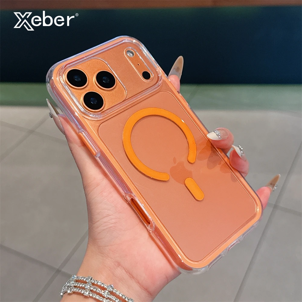 Transparente TPU 2 in 1 magnetische Hülle für iPhone 17 16 15 14 13 12 11 Pro Max Plus für Magsafe Wireless Charging stoßfeste Abdeckung