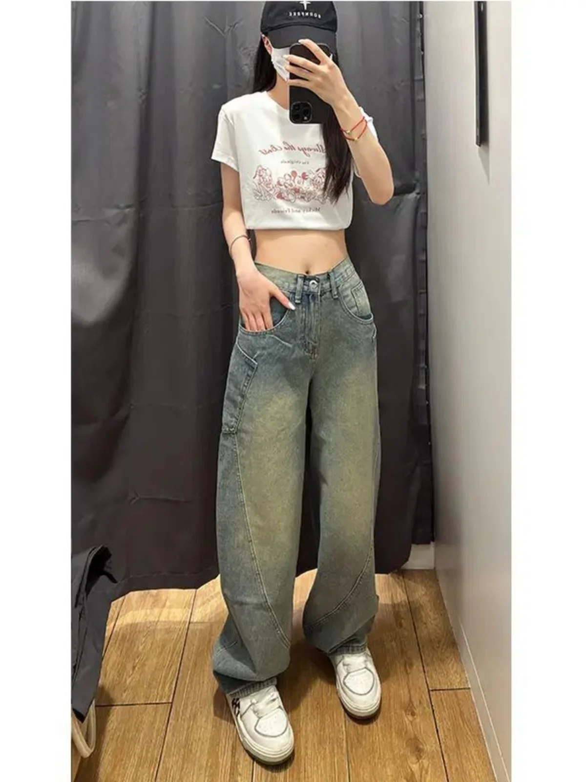 

Мужские летние тонкие прямые свободные джинсы в стиле ретро, синие, из хлопка и полиэстера, повседневные брюки Cleanfit