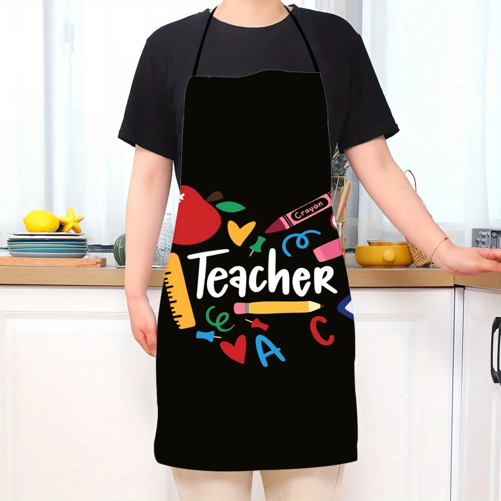 Teacher Apron With School Supplies Design For Educators And Classroom Use