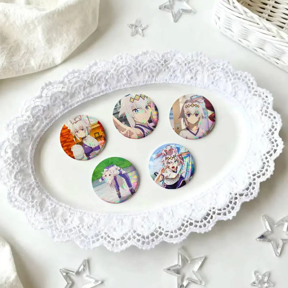 Anime CINDERELLA GRAY Oguri Cap For Badge Personalized Custom Laser Reflective Badge Hologram Metal Enamel Brooch Souvenir Gift