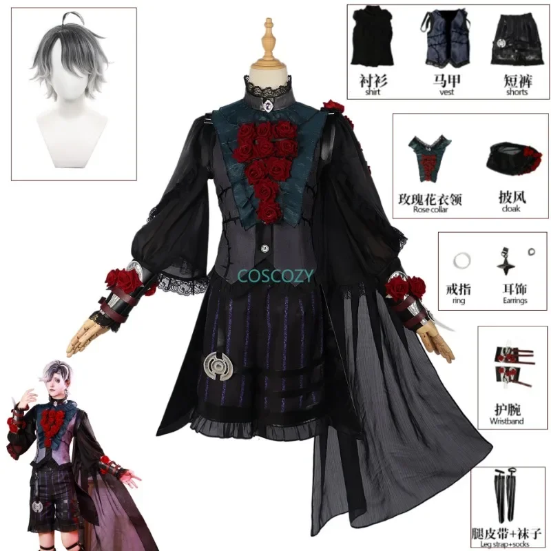 Game Identity V Luminary Emile Cosplay Costume Short White Gray Wig Role Play Comic Con Dress Men Halloween Party Outfit