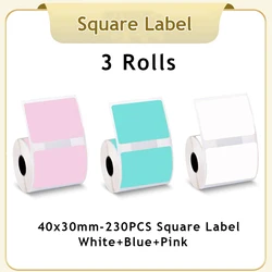 3Rolls 40x30mm Compatible Phomemo M110 M220 M200 Self-Adhesive Round Thermal Paper,  E210 P50 Detong P1 Label Printer Sticker