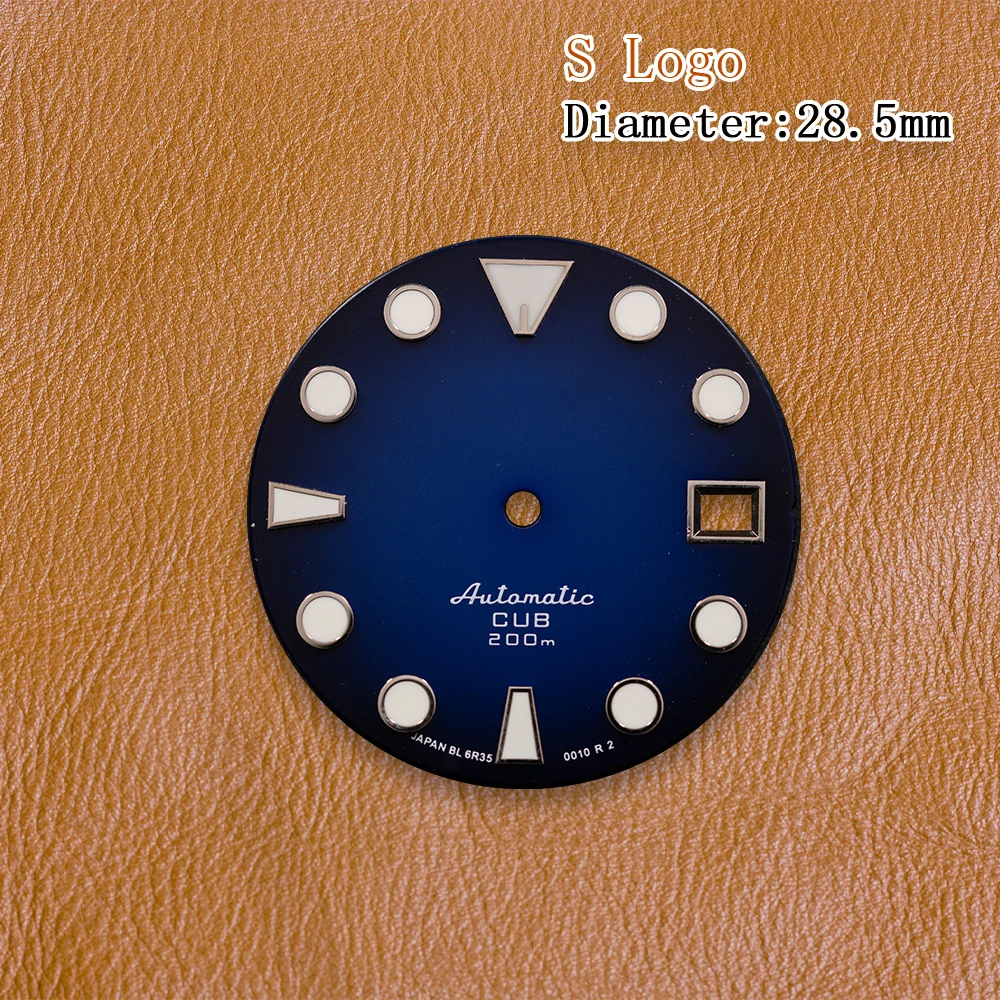 S Logo 28.5mm Red dial abalone Diver's Dial Suitable for NH35A Movement Green Luminous Watch Modification Accessories view 2