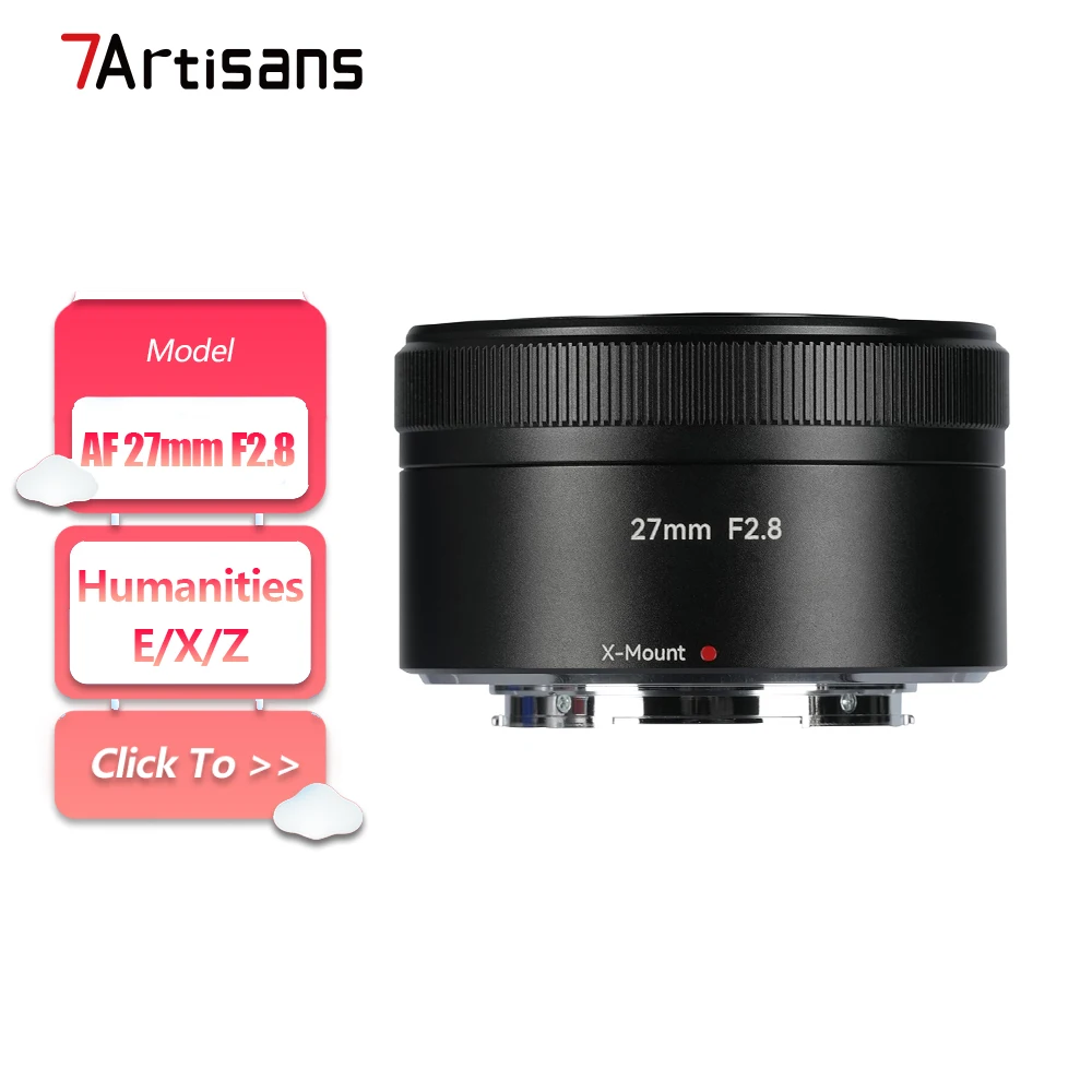 

Объектив для беззеркальной камеры 7artisans AF 27 мм F2.8 с фиксированным фокусом и автофокусом для фотосъемки людей с Sony E Fujifilm XF Nikon Z