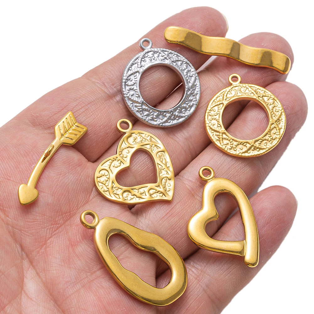 5 sets roestvrijstalen toggle sluiting T-bar sluiting ring sluiting haak eindconnectoren voor doe-het-zelf ketting armband sieraden maken