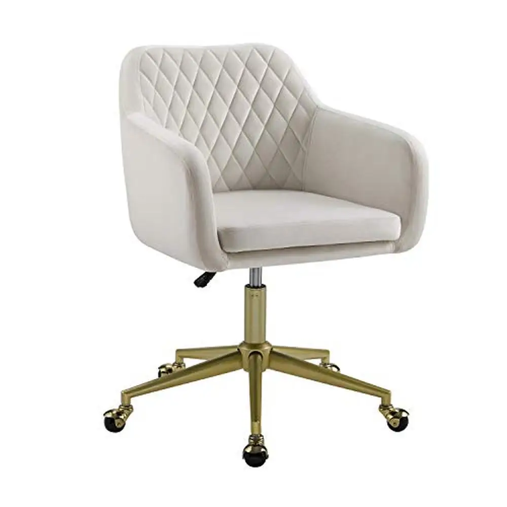 Silla de oficina blanca acolchada con mecanismo de inclinación, altura de asiento ajustable, reposabrazos de 17 "-21", 24 "-28", alta resistencia, 300lb de capacidad