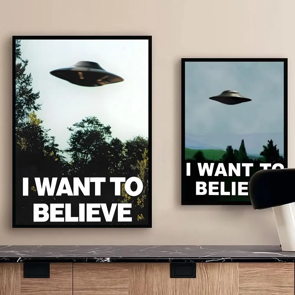 X-Files 1 تريد أن تصدق لوحة الفيلم الخط غرفة نوم المنزل قماش مقاوم للماء غير المؤطرة جدار الفن طباعة الديكور جدارية #3