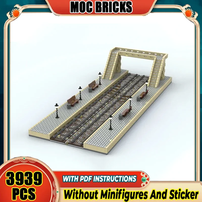 

City Street View Model Moc Building Bricks Train Station Platform Technology Modular Blocks Gift Christmas Toy DIY Sets Assembly