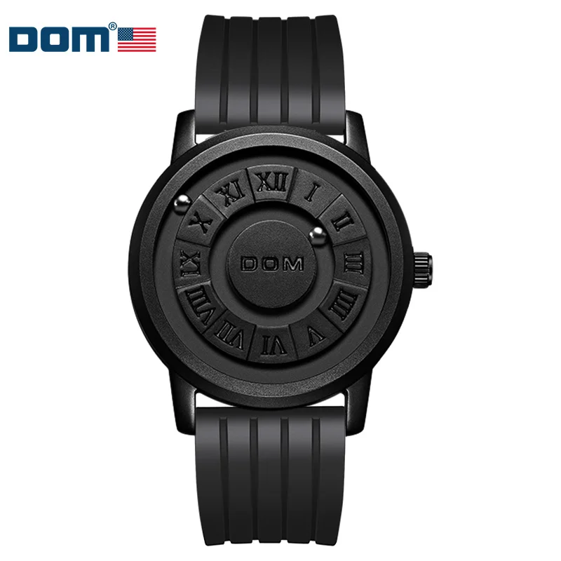 

DOM 1345 мужские 2025 новые силиконовые кварцевые часы 3ATM водонепроницаемые прокрутки железный шар магнитная указка часы для мужчин стрелки подарок