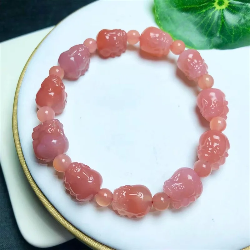 Natural Yanyuan Agate Pixiu Bracelet Women Fashion Sweet Reiki Healing Energy Strand Girls Jewelry Gift 1PCS 10X12MM