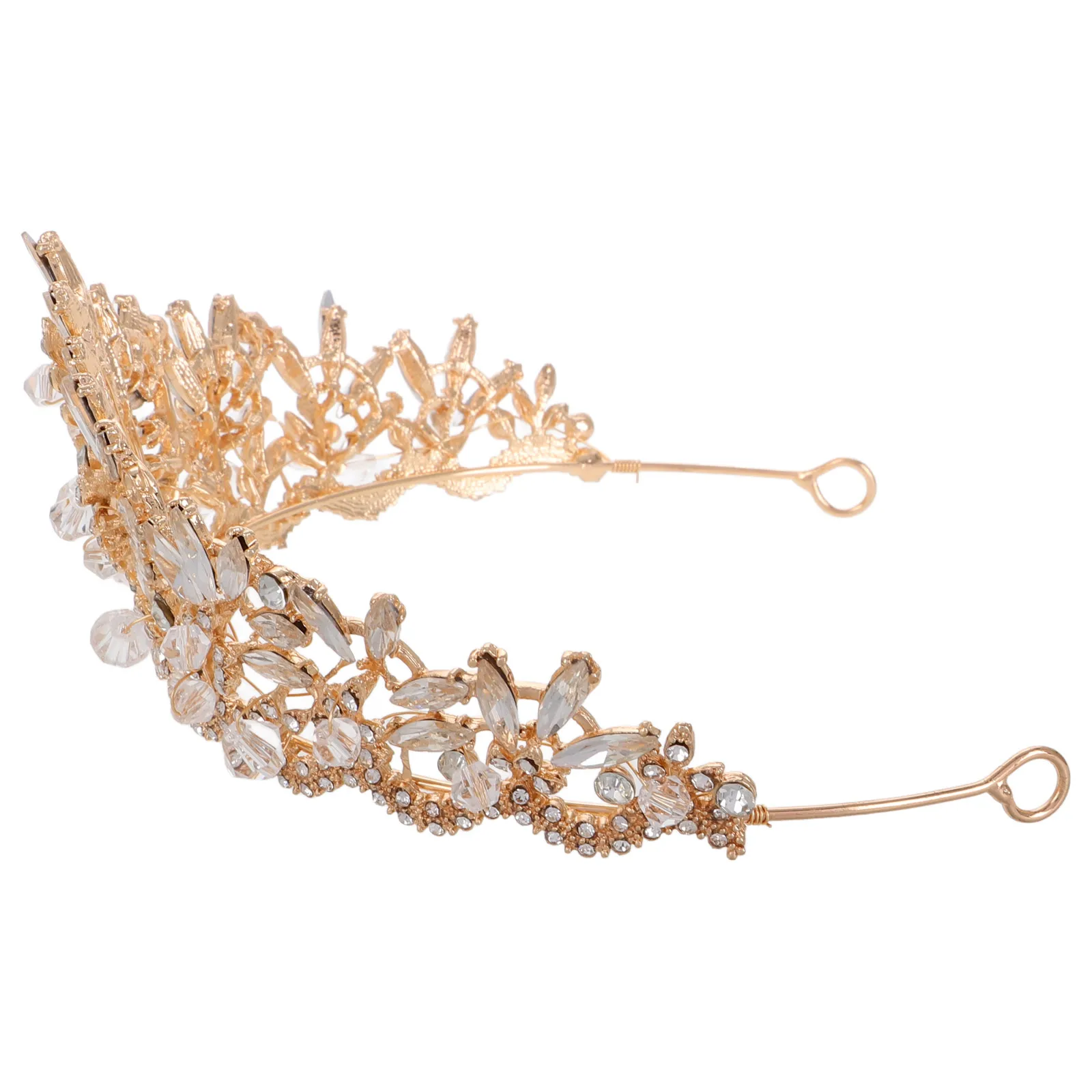 

Golden Crown Headband Tiara Wedding Bridal Hairpiece Prom Accessories Baroque Rhinestone Design Comfortable Lightweight
