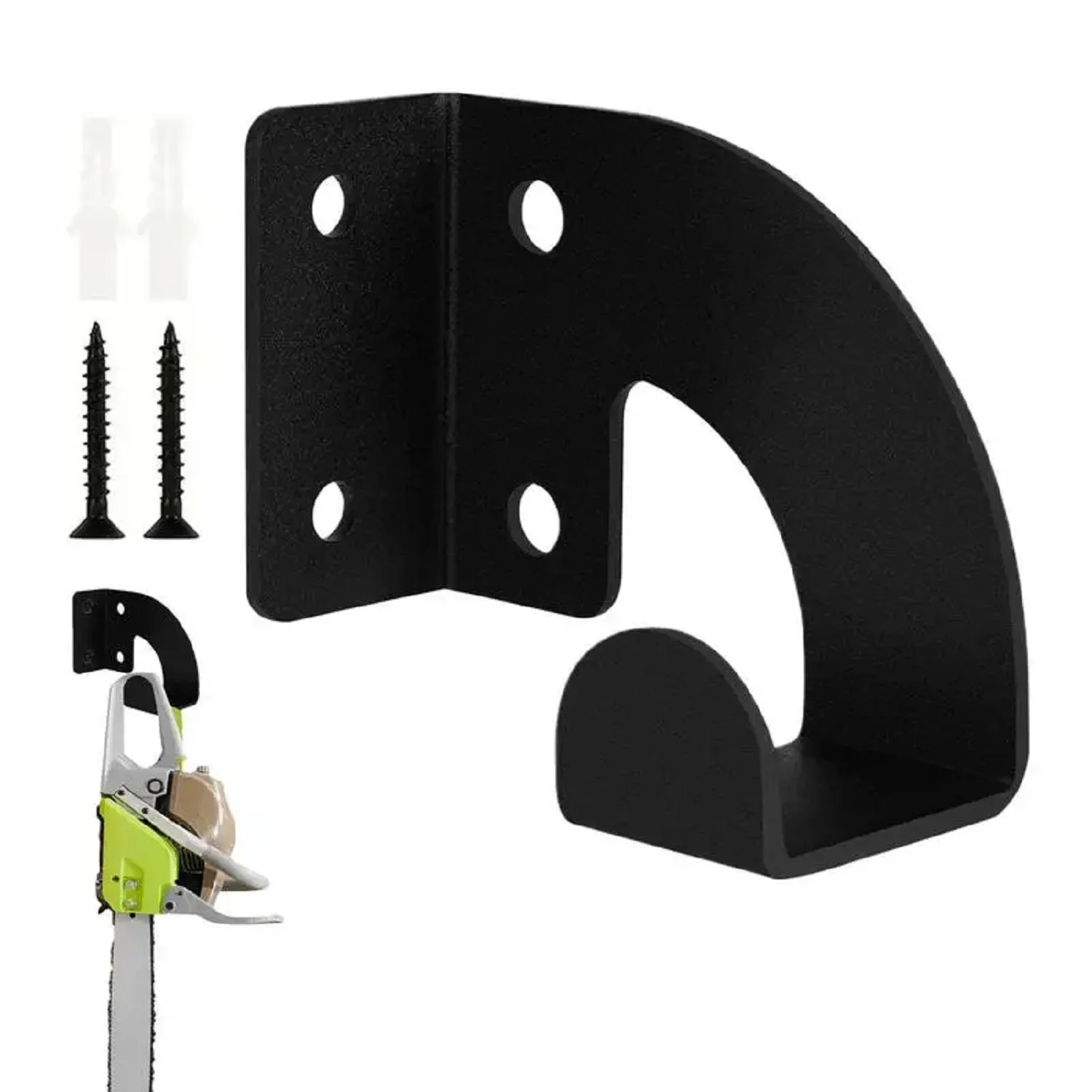 Cabide de montagem na parede de motosserra de metal resistente, rack de armazenamento de ferramentas de oficina, cabide de aparador de jardim, cortador de grama e aparador de sebes
