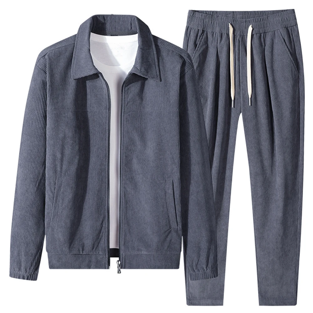 

Corduroy 2piece Set Track Suit Men's 2025 New Spring Autumn Fashion Cardigan Lapel Casual Wear Trendy Versatile Two-Piece Outfit